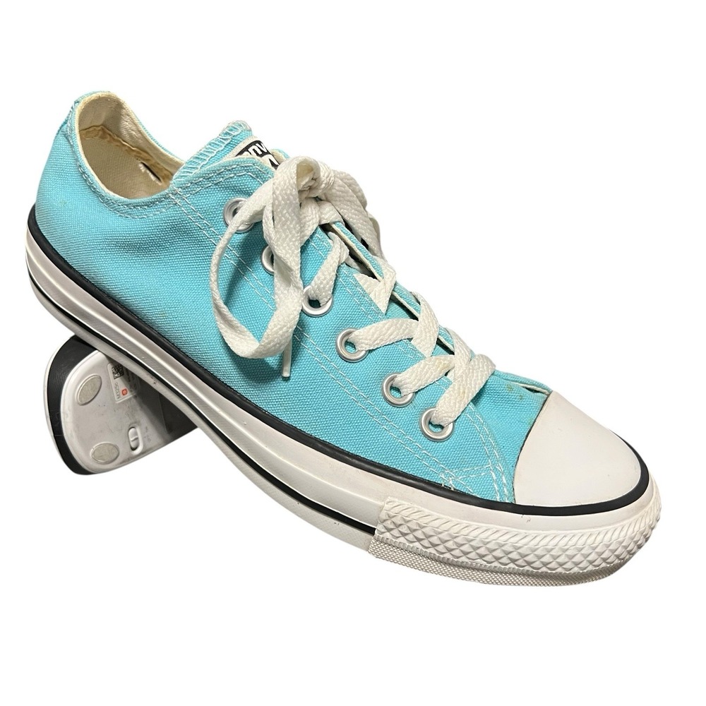 Converse All Star Low Top Sneakers Womens 7 Mens 5 Turquoise Blue Classic Canvas